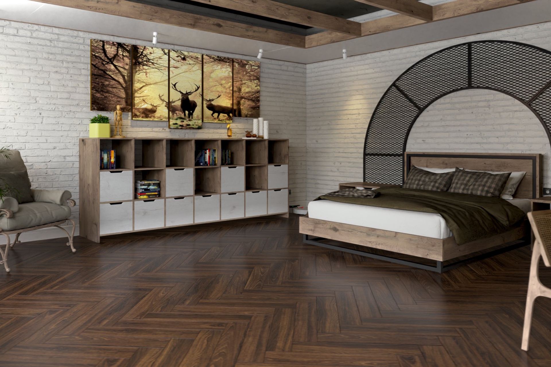 Инженерный паркет «Damy Floor» Каштановый (укладка елочкой) — купить в Самаре