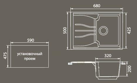 Изображение Мойка мраморная "Granfest" GR-S680L Картинка Мойка мраморная "Granfest" GR-S680L