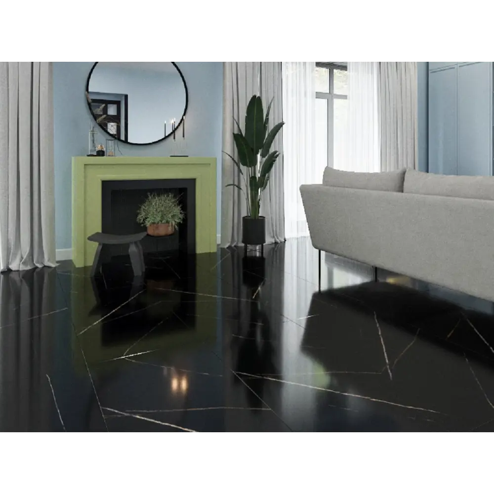 Керамогранит "Sonex" Saint Laurent Black High Glossy полированный 60x120 см 1.44 м2 цвет черный — купить в Самаре