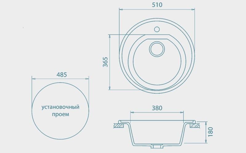 Изображение Мойка мраморная "Granfest" GF-R510 Картинка Мойка мраморная "Granfest" GF-R510